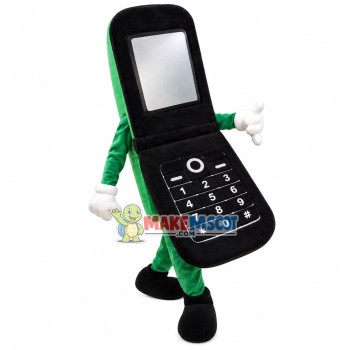 Black Vintage Flip Phone Mascot Costume Black Vintage Flip Phone Mascot Costume