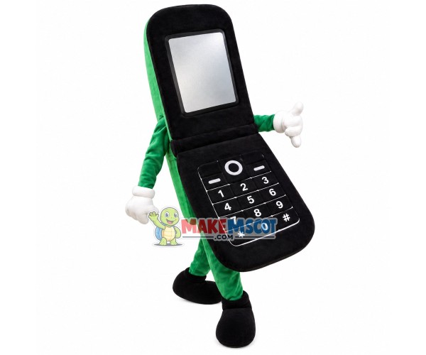 Black Vintage Flip Phone Mascot Costume Black Vintage Flip Phone Mascot Costume