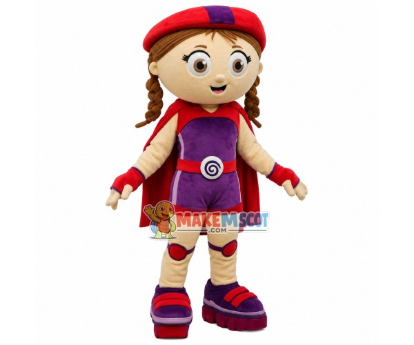 Skater Girl In The Cape Mascot Costume Skater Girl In The Cape Mascot Costume