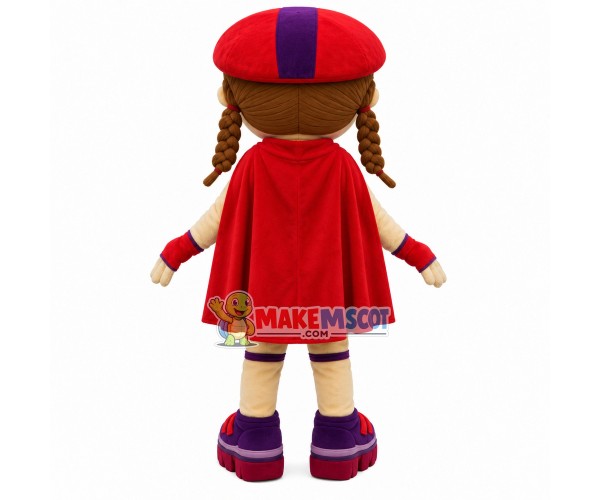 Skater Girl In The Cape Mascot Costume Skater Girl In The Cape Mascot Costume
