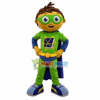 The Boy In Superhero Suit Mascot Costume The Boy In Superhero Suit Mascot Costume