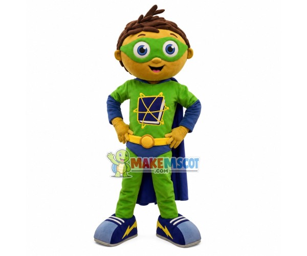 The Boy In Superhero Suit Mascot Costume The Boy In Superhero Suit Mascot Costume