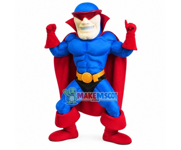 Superhero With Full Muscles Mascot Costume Superhero With Full Muscles Mascot Costume