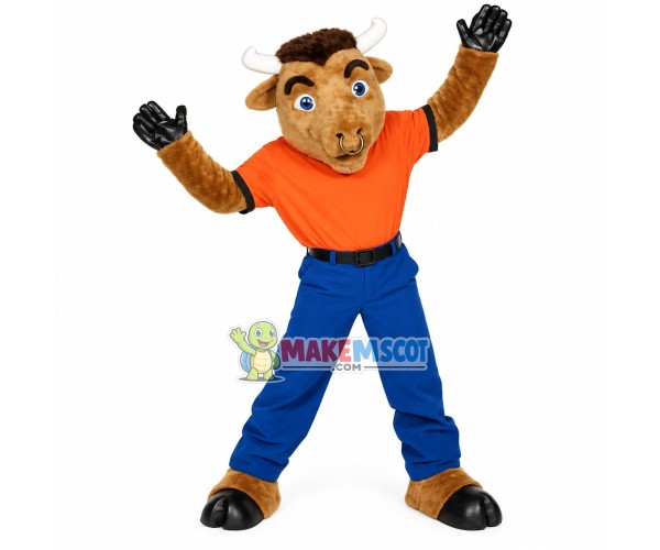 Athlete Bull Wearing Nose Ring Mascot Costume