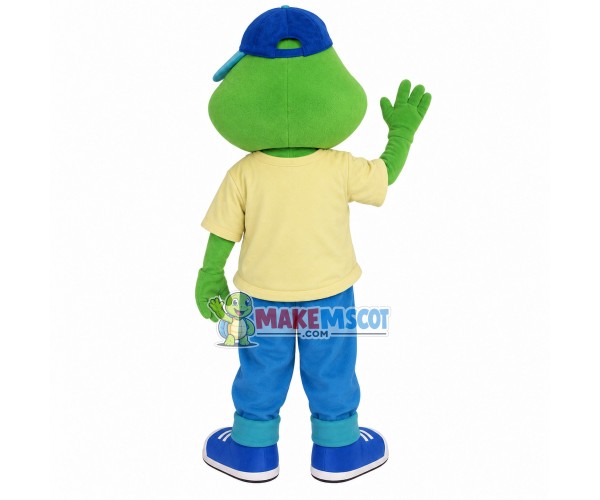 Casual Frog With Baseball Cap Mascot Costume Casual Frog With Baseball Cap Mascot Costume