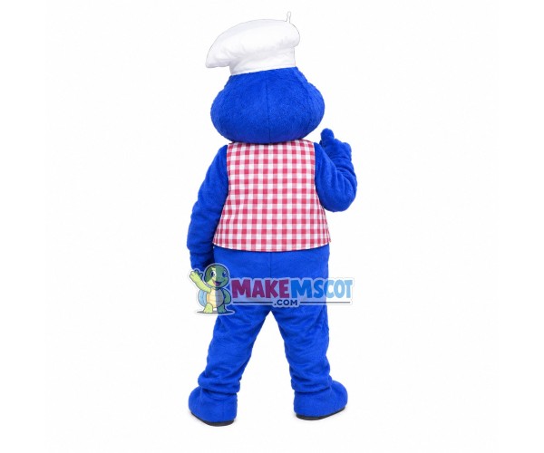 Blue Plush Doll Pastry Chef Mascot Costume Blue Plush Doll Pastry Chef Mascot Costume