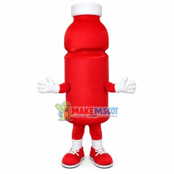 Red Bottle of Vitamin Drink Mascot Costume Red Bottle of Vitamin Drink Mascot Costume