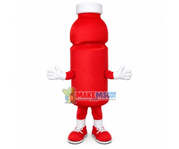 Red Bottle of Vitamin Drink Mascot Costume Red Bottle of Vitamin Drink Mascot Costume