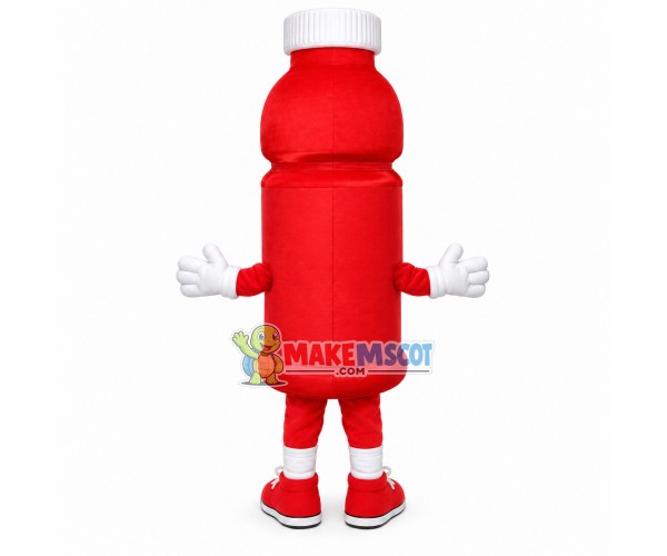 Red Bottle of Vitamin Drink Mascot Costume Red Bottle of Vitamin Drink Mascot Costume