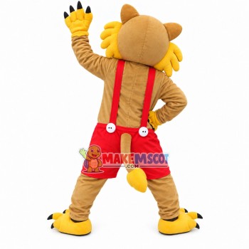 Lively Tiger In Suspender Shorts Mascot Costume Lively Tiger In Suspender Shorts Mascot Costume