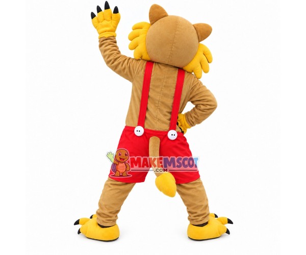 Lively Tiger In Suspender Shorts Mascot Costume Lively Tiger In Suspender Shorts Mascot Costume