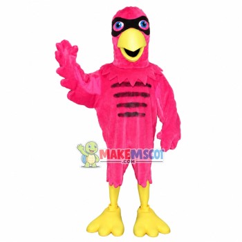 Rose Pink Bird With Blindfold Mascot Costume