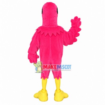 Rose Pink Bird With Blindfold Mascot Costume Rose Pink Bird With Blindfold Mascot Costume