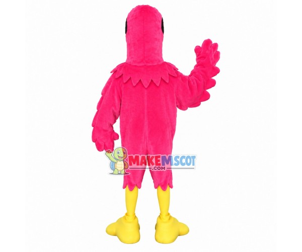 Rose Pink Bird With Blindfold Mascot Costume Rose Pink Bird With Blindfold Mascot Costume