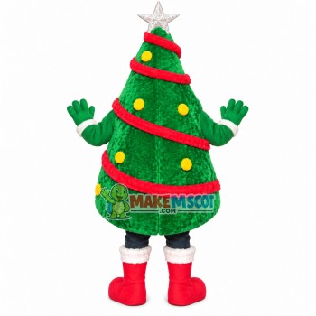 Christmas Tree With Snow Boots Mascot Costume Christmas Tree With Snow Boots Mascot Costume