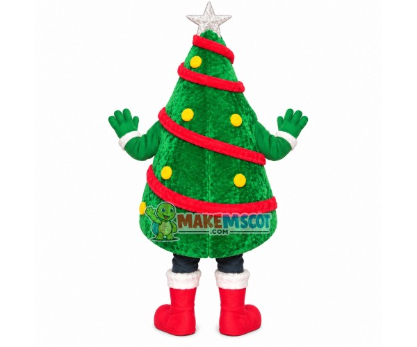 Christmas Tree With Snow Boots Mascot Costume Christmas Tree With Snow Boots Mascot Costume