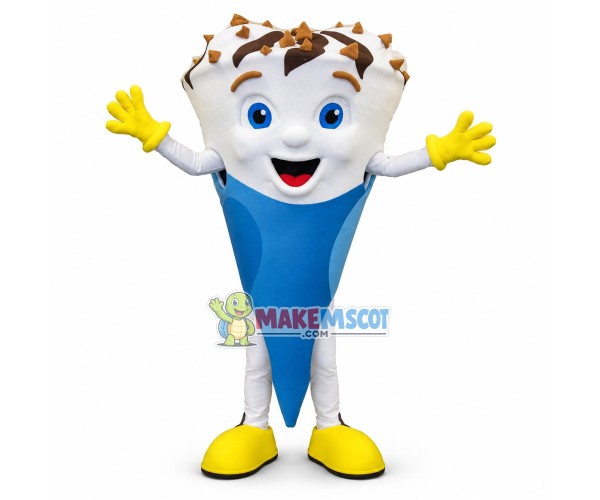 Chocolate Chip Cookie Cone Mascot Costume Chocolate Chip Cookie Cone Mascot Costume