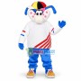 Lively Sport Dog With Pink Spot Mascot Costume