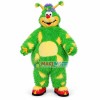 Green Hairy Monster With Long Antennas Mascot Costume