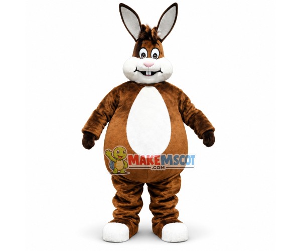 Brown Bunny With Big Belly Mascot Costume Brown Bunny With Big Belly Mascot Costume