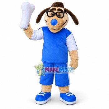 Spectacled Dog Holding the Bone Mascot Costume