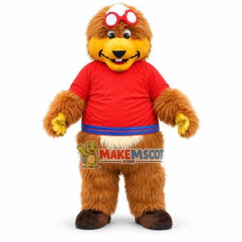 Long Wool Bear In Tights Mascot Costume