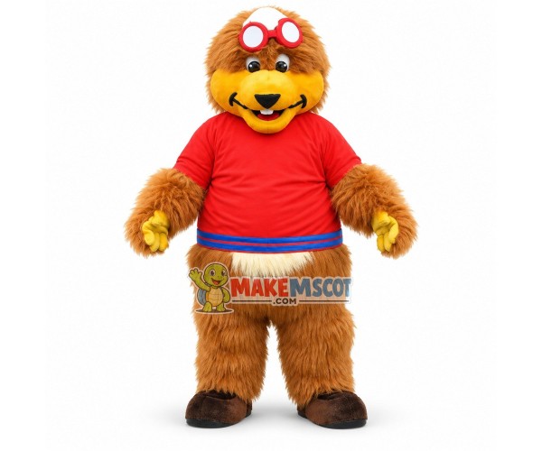 Long Wool Bear In Tights Mascot Costume