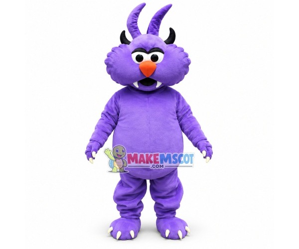 Long Horned Purple Fang Monster Mascot Costume Long Horned Purple Fang Monster Mascot Costume