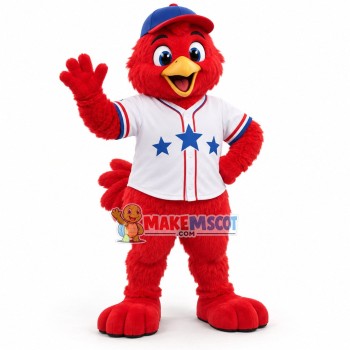 Red Furry Monster In The Star Shirt Mascot Costume