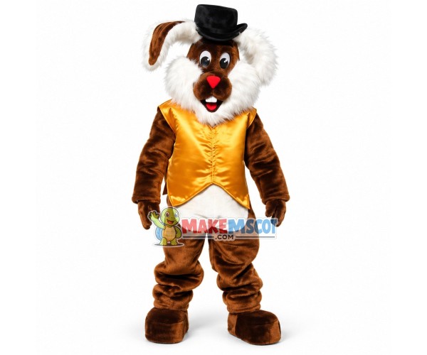 Halloween Bunny With Golden Waistcoat Mascot Costume Halloween Bunny With Golden Waistcoat Mascot Costume