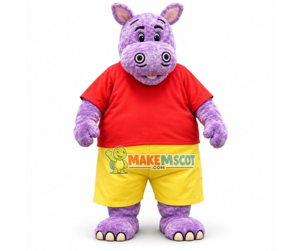 Strong Power Purple Hippo Mascot Costume Strong Power Purple Hippo Mascot Costume