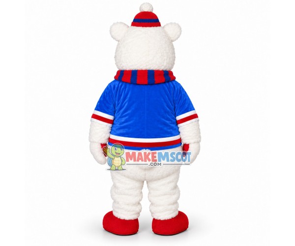 Plush Polar Bear With Knitted Scarf Mascot Costume