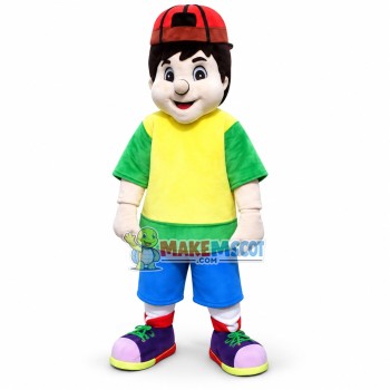 Playing Big Head Boy Mascot Costume