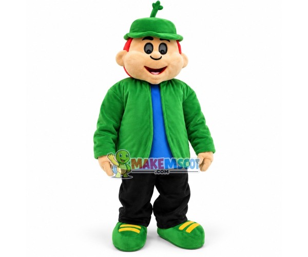 Fat Boy In The Green Jacket Mascot Costume Fat Boy In The Green Jacket Mascot Costume
