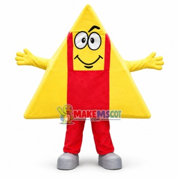 Triangle Doll Wearing Overalls Mascot Costume Triangle Doll Wearing Overalls Mascot Costume