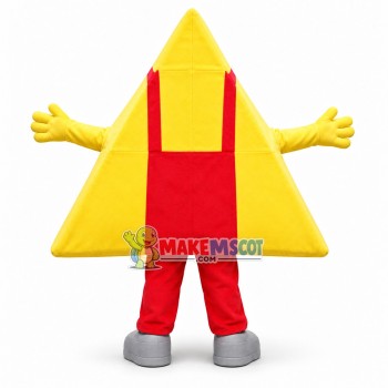 Triangle Doll Wearing Overalls Mascot Costume Triangle Doll Wearing Overalls Mascot Costume