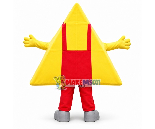 Triangle Doll Wearing Overalls Mascot Costume Triangle Doll Wearing Overalls Mascot Costume
