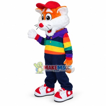 Soft Tiger With Rainbow Coat Mascot Costume