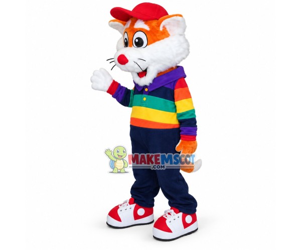 Soft Tiger With Rainbow Coat Mascot Costume Soft Tiger With Rainbow Coat Mascot Costume