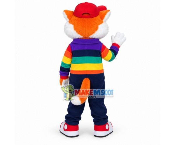 Soft Tiger With Rainbow Coat Mascot Costume Soft Tiger With Rainbow Coat Mascot Costume