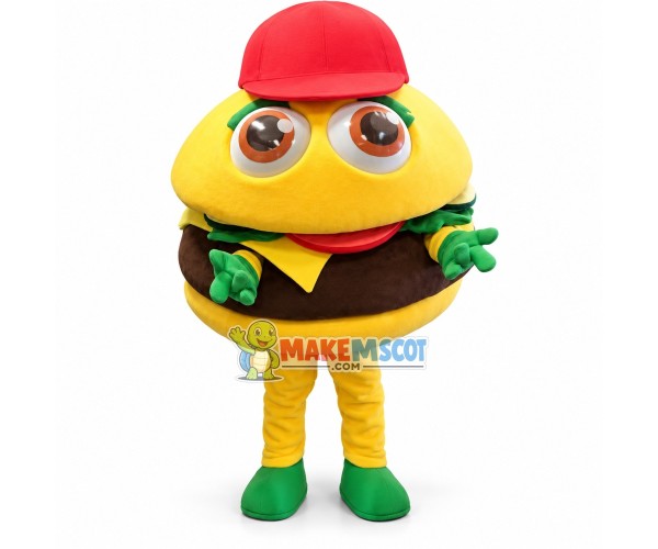 Cartoon Big Eyes Beef Burger Mascot Costume Cartoon Big Eyes Beef Burger Mascot Costume