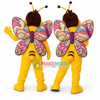 Big Butterfly With Colorful Wings Mascot Costume Big Butterfly With Colorful Wings Mascot Costume