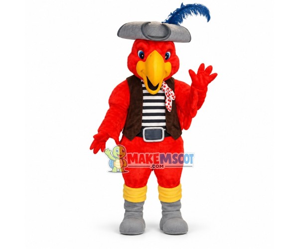 Noble Bird With Feather Hat Mascot Costume Noble Bird With Feather Hat Mascot Costume