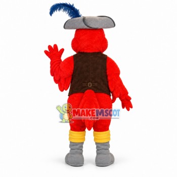 Noble Bird With Feather Hat Mascot Costume Noble Bird With Feather Hat Mascot Costume