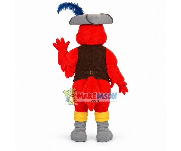 Noble Bird With Feather Hat Mascot Costume Noble Bird With Feather Hat Mascot Costume