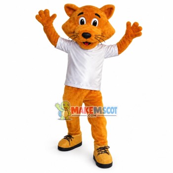 Cheerful Brown Tiger Mascot Costume Cheerful Brown Tiger Mascot Costume