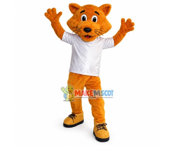 Cheerful Brown Tiger Mascot Costume Cheerful Brown Tiger Mascot Costume