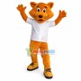 Cheerful Brown Tiger Mascot Costume