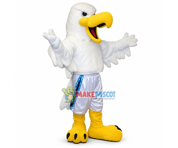 White Soft Eagle With Sports Shorts Mascot Costume White Soft Eagle With Sports Shorts Mascot Costume