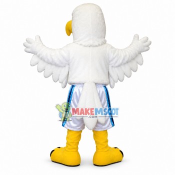 White Soft Eagle With Sports Shorts Mascot Costume White Soft Eagle With Sports Shorts Mascot Costume